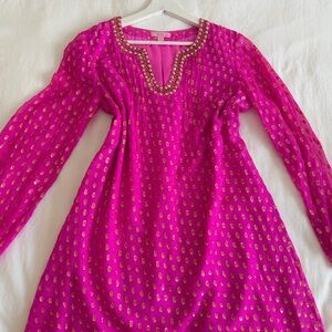 NWOT Lilly Pulitzer Silk tunic Colby dress Pink Gold 6